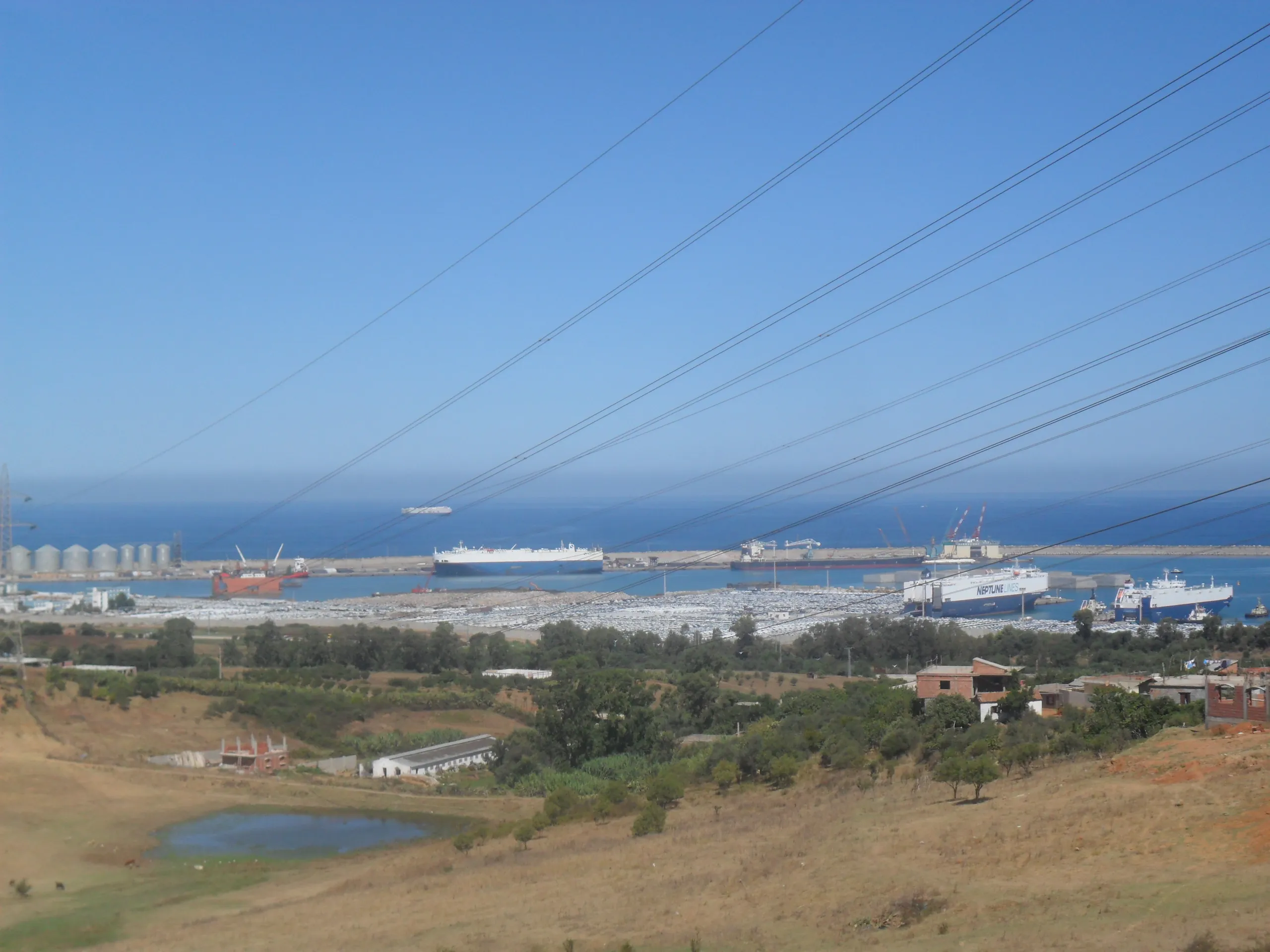 Port of Djen Djen at Taher, Jijel: silos, cargo ships and terminal yards